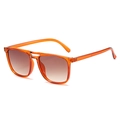 Lunettes aviateur rétro carrées avec monture orange et verres dégradés marron - Monture Orange Verres Thé
