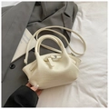 Elegant cream white handbag with crocodile texture and dual handles in variant style - No Pendant / White
