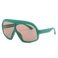 Occhiali da sole squadrati oversize con montatura verde scuro e lenti marroni sfumate - Montatura Verde Lente Champagne