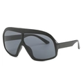 Occhiali da sole oversize quadrati con montatura nera lucida e lenti grigie scure - Montatura Nera Lenti Grigie