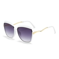 Occhiali da sole cat-eye alla moda con montatura bianca e aste in oro ondulato - Montatura Bianca Lente Grigia