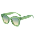 Fashionable square light green translucent oversized cat-eye sunglasses with gradient lenses - Green Frame Green Yellow Lens