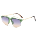 Lunettes Y2K à demi-monture avec bord vert et verres dégradés violet et orange - Monture Verte Verres Gris Jaune