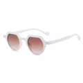 Chic white geometric frame sunglasses with gradient brown lenses for a stylish retro look - White Frame Brown Lens