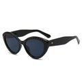 Occhiali da sole cat eye neri con decorazione a perline sulla montatura e lenti scure - Montatura Nera Lenti Grigie
