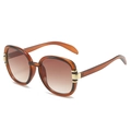 Fashion square amber sunglasses with brown gradient lenses and gold hinge detail - Tea Frame Tea Lens