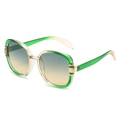 Fashionable square sunglasses with gradient green frames and blue-orange lenses - Gradient Green Frame Green Yellow Lens