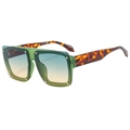 Square green oversized sunglasses with tortoiseshell temples and gradient lenses - Green Frame Green Yellow Lens
