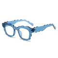 Fashionable wave-shaped frame glasses in transparent dark blue finish with chic style - Trans Blue Frame Clear Lens