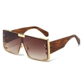 Fashionable oversized square sunglasses with brown gradient lenses and tortoise temples - Gold Frame Tea Lens