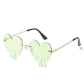 Lunettes de soleil cœur sans monture avec cadre doré et verres vert clair chic - Monture Or Vert