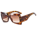 Lunettes de soleil carrées oversize avec monture léopard et verres dégradés marron - Monture Léopard / Verres Thé