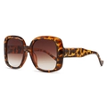 Gafas de sol cuadradas de carey con lentes degradadas marrones en una vista de 45 grados - Montura de Leopardo / Lentes Té