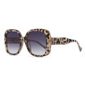 Gafas de sol cuadradas de gran tamaño carey con lentes degradadas grises y patillas anchas - Montura Carey Lentes Grises