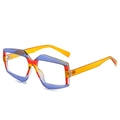 Fashion geometric patchwork oversized sunglasses with colorful transparent frames - Blue Orange Frame Clear Lens