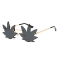 Frameless gold sunglasses with dark grey leaf shaped lenses for party and rave style - Gold Frame Grey Lens