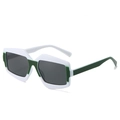 Modern geometric sunglasses with bold white and green contrast frame for a luxury look - White Green Frame Grey Lens