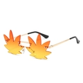 Fashion rimless maple leaf sunglasses with gold metal frame and orange gradient lenses - Gold Frame Orange Yellow Lens