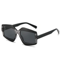 Modieuze oversized geometrische zonnebril met donkergrijze glazen en montuur - Zwart Grijs Frame Grijze Lens
