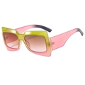 Lunettes de soleil carrées oversize avec monture dégradée jaune-rose et verres - Monture Dégradé Vert Rose Verres Thé Rose