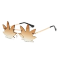 Leaf-shaped rimless sunglasses with gold metal frame and brown gradient lenses - Gold Frame Gradient Tea Lens