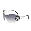 Lunettes de soleil Y2K monture métal avec étoile et verres dégradés violets sur blanc - Monture Argent Étoile Grise Verres Gris Dégradé