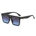 Fashionable oversized square sunglasses in black with blue-purple gradient lenses - Black Frame Grey Blue Lens