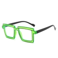 Occhiali quadrati stile cartoon 2D con montatura verde neon trasparente e bordi neri - Verde neon con bordo nero