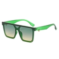 Fashionable oversized square green sunglasses with black trim and gradient lenses - Green Frame Green Yellow Lens