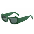 Forest green irregular geometric cat-eye sunglasses with dark grey lenses - Green Frame Grey Lens