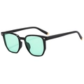 Lunettes de soleil carrées à monture noire brillante et verres transparents verts élégants - Monture Noire Verres Verts