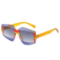 Chique oversized geometrische zonnebril met paars oranje en rood kleurblokframe - Blauw Oranje Frame Dubbele Grijze Lenzen
