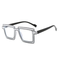 2D cartoon style TR anti-blue light glasses with fluorescent pixel frame design - White with Black Outline
