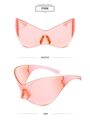 Vues avant et latérale de lunettes de soleil de sport roses Y2K futuristes oversize - Lentille Rose