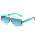 Fashion geometric sunglasses with transparent frame, red green stripes and blue gradient lenses - Transparent Green Frame Grey Blue Lens
