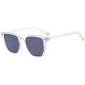 Gafas de sol cuadradas transparentes modernas con lentes oscuras y detalles dorados - Marco Transparente Lentes Grises