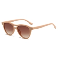 Retro piloot zonnebril met beige montuur, bruine gradiënt glazen en metalen klinknagels - Beige Roze Frame Thee Lens