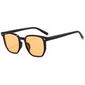Gafas de sol retro con montura negra brillante y cristales naranjas transparentes - Montura Negra Lentes Amarillas