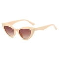 Lunettes de soleil œil-de-chat crème vintage avec verres dégradés bruns et rivets argentés - Monture Blanc Cassé / Verres Thé