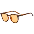 Lunettes de soleil rétro en écaille avec verres orange et accents dorés chic - Monture Léopard Verres Jaunes