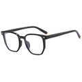Lunettes carrées noires classiques avec rivets argentés et embouts de branches dorés - Monture Noire Verres Transparents