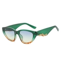 Vintage green cat-eye sunglasses with gradient lenses and gold embossed temples - Green and Tortoiseshell Frame Blue Yellow Lens