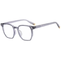 Lunettes carrées modernes gris-violet transparent avec détails dorés sur les branches - Monture Gris Transparent Verres Transparents