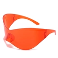 Occhiali da sole sportivi Y2K oversize futuristici in arancione brillante traslucido - Lente Rossa
