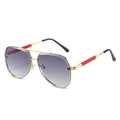Golden aviator sunglasses with purple gradient lenses and red accent temples - Gold Frame Gradient Gray Lens