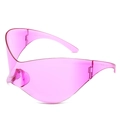 Lunettes de soleil sport Y2K surdimensionnées en rose fuchsia transparent - Lentille Violette