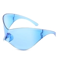 Lunettes de soleil sport Y2K bleu translucide surdimensionnées style futuriste - Lentille Bleue