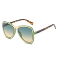 Square oversized sunglasses with green transparent frames and blue-yellow gradient lenses - Green Frame Green Yellow Lens