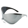 Lunettes de soleil de sport Y2K futuristes surdimensionnées avec verres miroir argent - Miroir Argenté