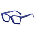 Occhiali quadrati blu scuro lucido con accenti di rivetti metallici a tre punti - Montatura blu
